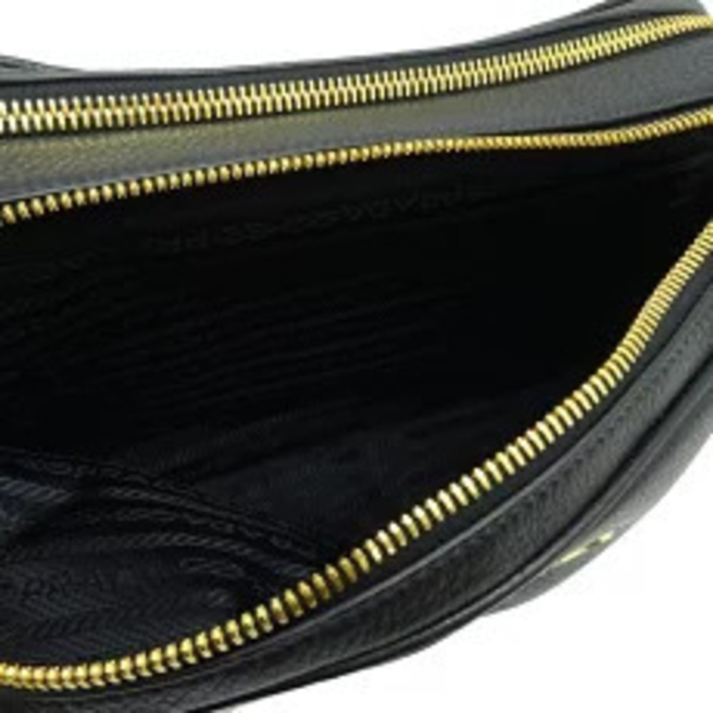 Prada Double Zip Shoulder Bag Leather Nero Black - Picture 7 of 10
